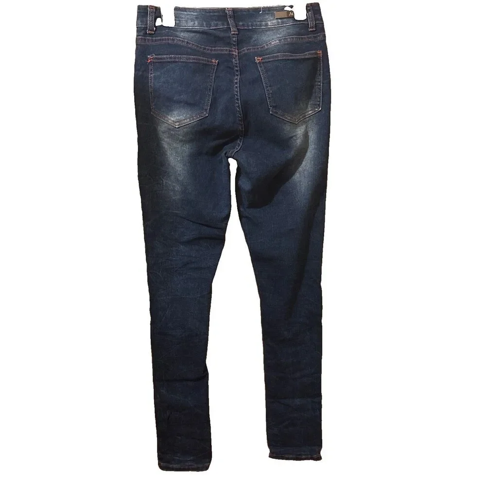 Juniors American Quality Denim Medium Wash Distressed Skinny Jeans Size 13